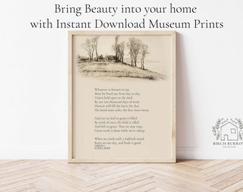 Wendell Berry Poem Wall Decor | Sabbath X Poem Literary Artwork | Instant Download | Poetry Print | Book Lover Gift