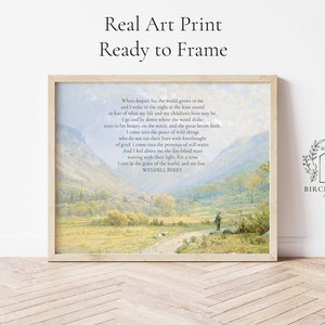 Peace Of Wild Things Fine Art Print By Wendell Berry On Watercolor Of Man Wandering In Nature With A Book In Hand