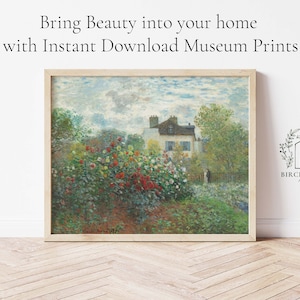 English Cottage Garden Art Work | rose garden painting | English Countryside Art Print | Digital Download | Farmhouse Wall Decor