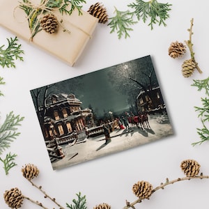 Vintage Holiday Card | Snowy Christmas Card | Winter Card | Hygge Christmas | snowy winter scene | Holiday party Invitations
