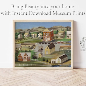 American Folk Art Prints | Montana Wall Art | Vintage Digital Printable Artwork | Downloadable Gallery Wall | Shaker Style Decor | Cityscape