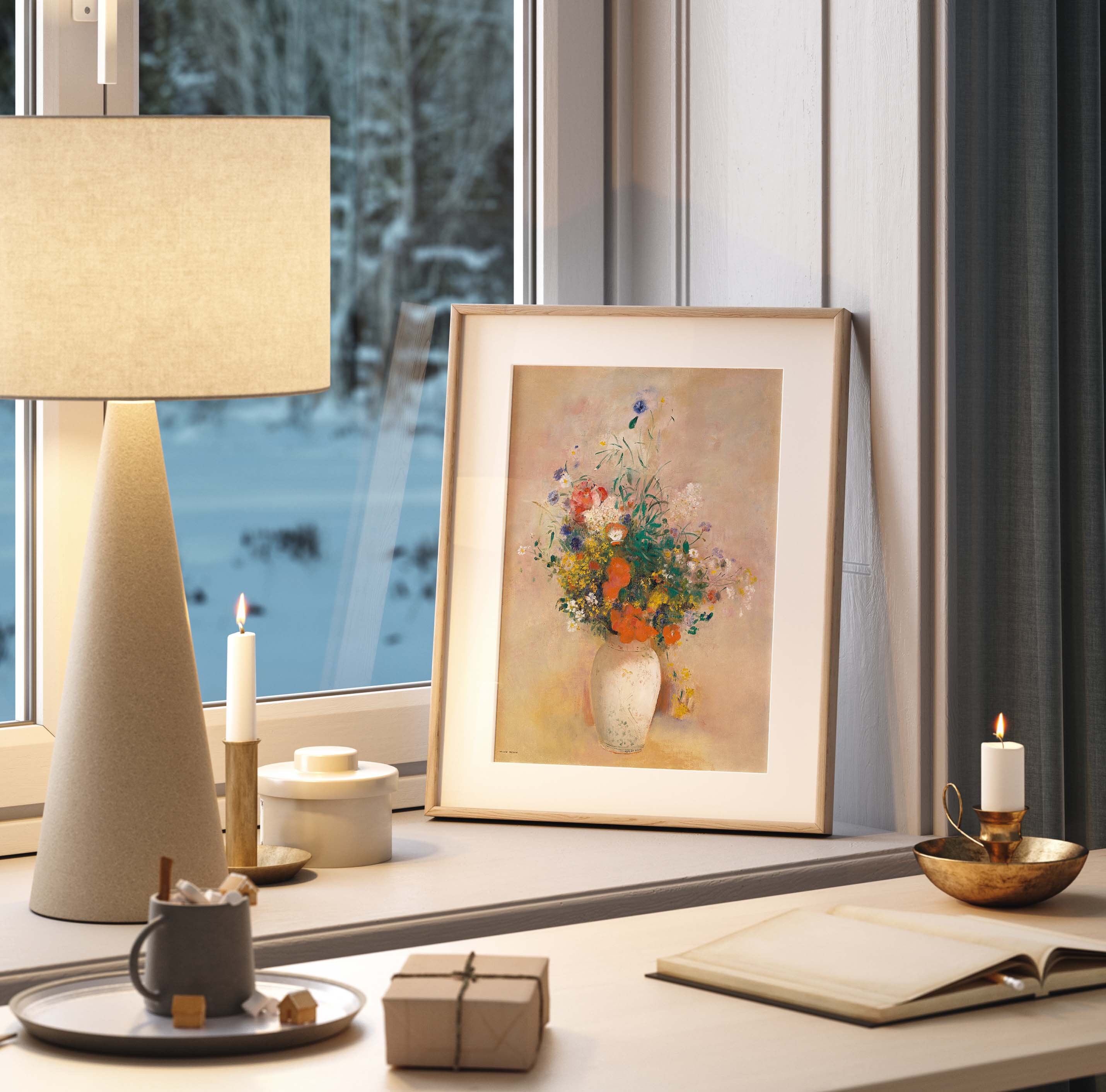 Floral Still Life Oil Painting | 30x60 Wall Art And Smaller Mailed | Vertical Flowers Art Print | 30x60 Botanical Painting