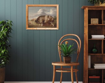 Vintage Pig Fine Art Print | Farm Animal Oil Painting | English Countryside Farmhouse Decor | 100% Cotton Paper