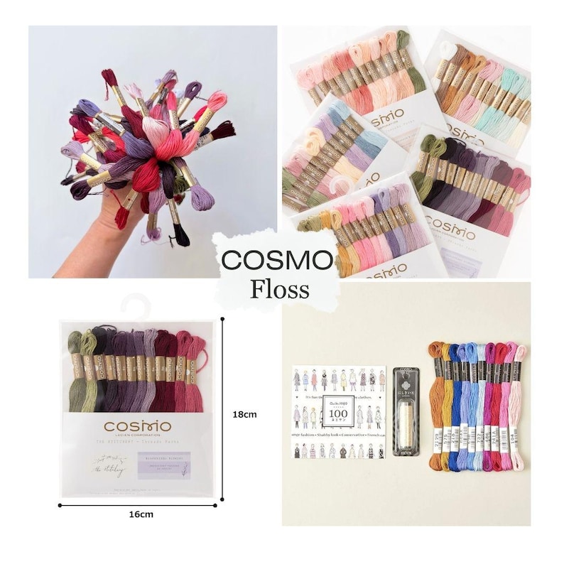Cosmo Embroidery Floss and The Stitchery threads packs, includes 12 skeins image 4