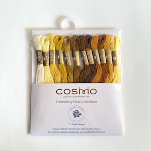 Cosmo Embroidery Floss and The Stitchery threads packs, includes 12 skeins Golden Wheat