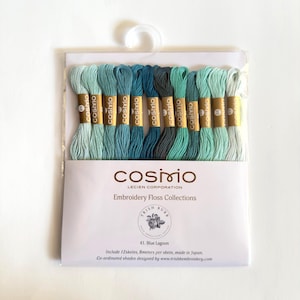 Cosmo Embroidery Floss and The Stitchery threads packs, includes 12 skeins Blue Lagoon