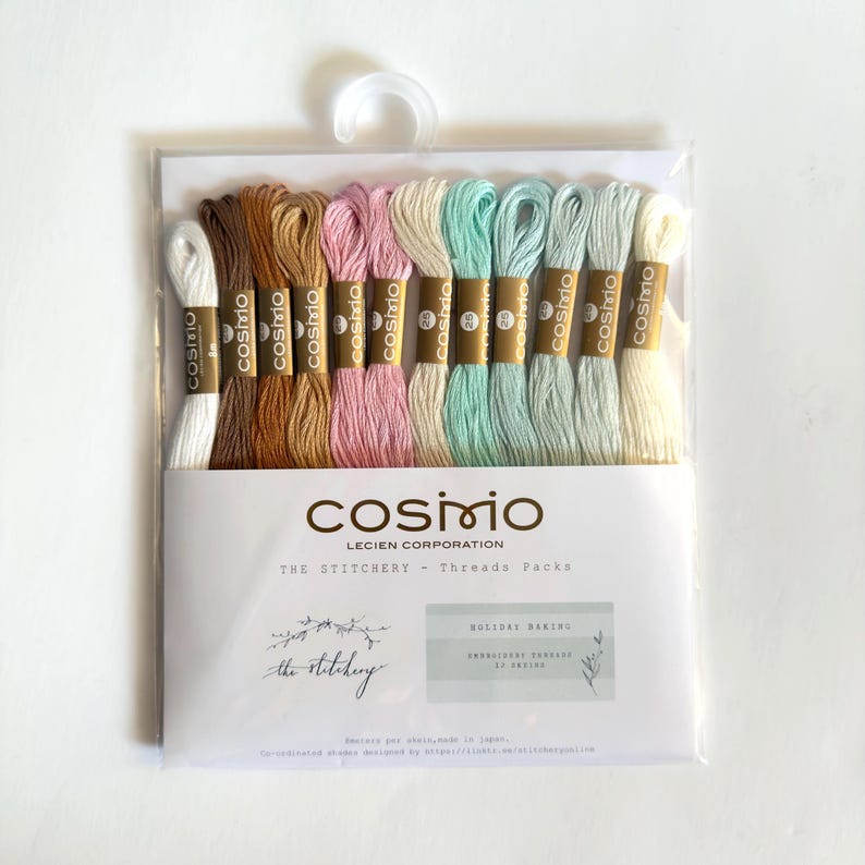 Cosmo Embroidery Floss and The Stitchery threads packs, includes 12 skeins Holiday Baking