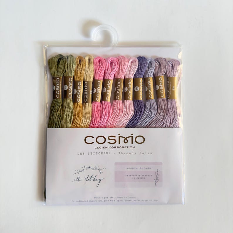 Cosmo Embroidery Floss and The Stitchery threads packs, includes 12 skeins Summer Blooms