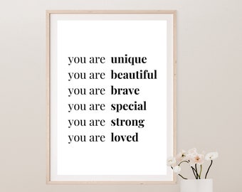 Self Worth Quotes, Digital Download, Inspirational Quotes, Home Decor, Positive Quotes, Quotes for Teens, Gifts for Daughters, Art Decor