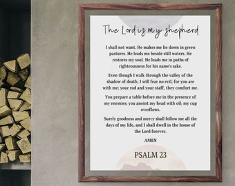 Psalm 23 Wall Art, Bible Verse Wall Art, Christian Gifts, Scripture Prints Wall Art, Bible Verse Sign, Psalm Printable, Christian Home Decor