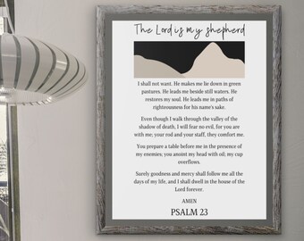Psalm 23 Boho Art, Bible Verse Wall Art, Christian Gifts, Scripture Prints Wall Art, Bible Verse Sign, Psalm Printable, Christian Home Decor