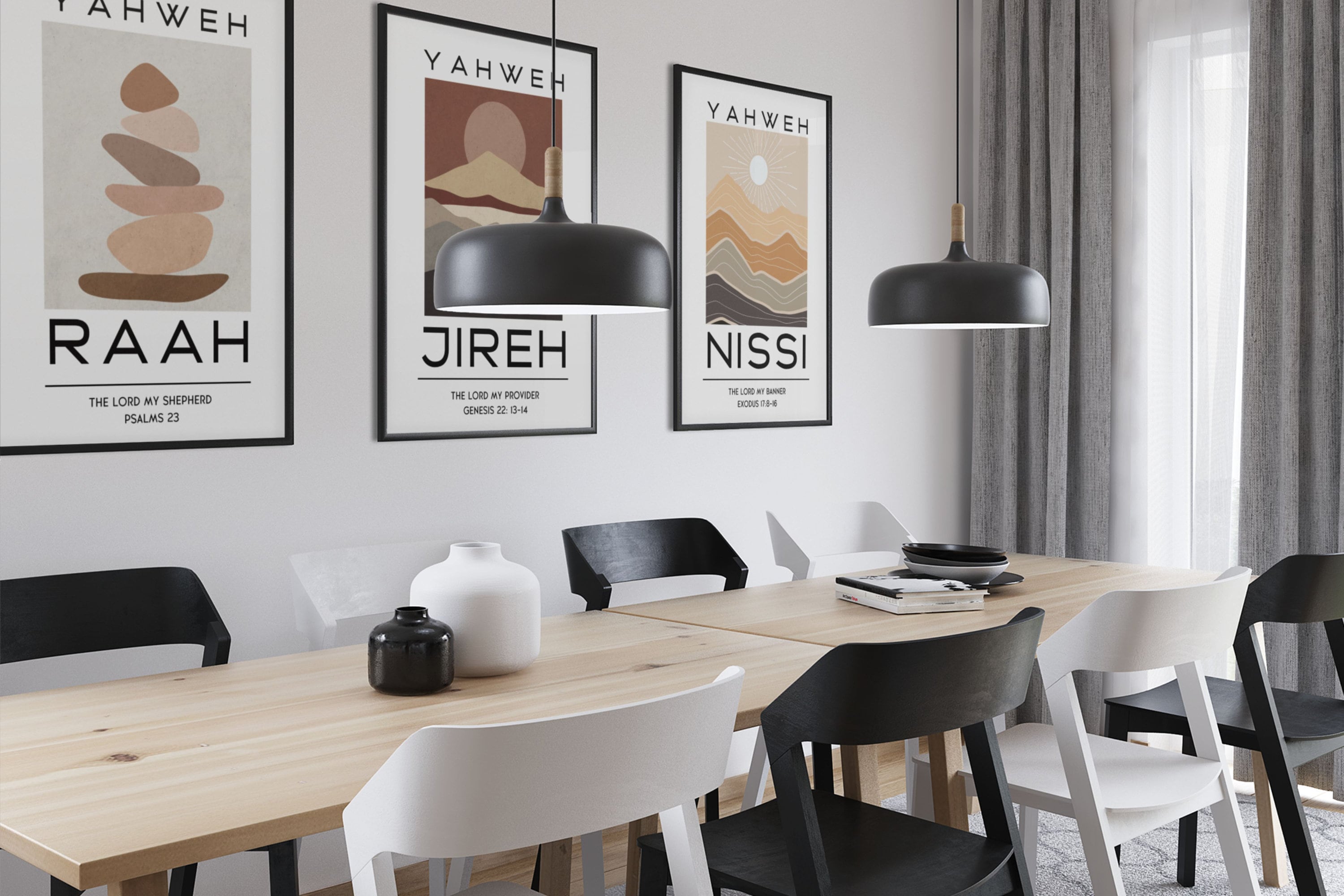 Set of 6 Hebrew Names of GOD YHWH, Christian Boho Printable Wall Art ...