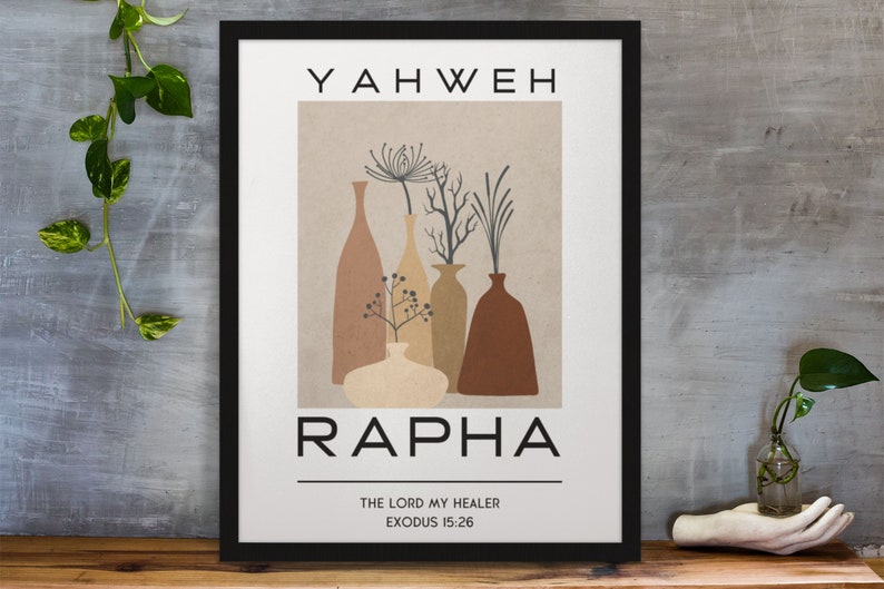 Set of 6 Hebrew Names of GOD YHWH, Christian Boho Printable Wall Art ...