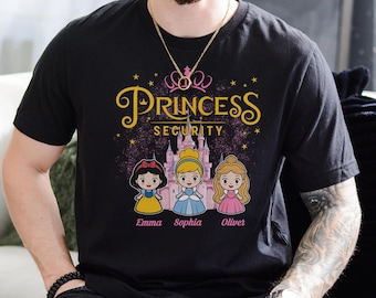 Custom Princess Security Dad Shirt With Kids Name, Disney Father And Daughter  Princess Tee, Personalized Dad T-shirt, Father's Day Gift