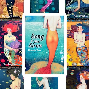 Lied der Sirene, Tarot Deck Rider Warte, Major Arcana, Wahrsagungswerkzeug, Meerjungfrau, Okkulter Kartenführer, Anfänger Tarot, Vintage Indie Orakel