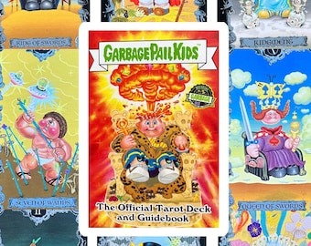 Mazzo di tarocchi Garbage Pail Kids, strumento di divinazione con carte dell'oracolo, guida ai tarocchi Rider Waite per principianti, arte retrò occulta vintage anni '80, nostalgia per gli amanti