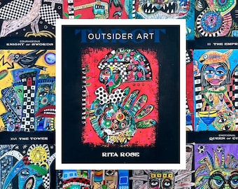 Mazzo di tarocchi Outsider Art Oracle Divination Tool, Tarocchi Rider Waite unici con guida per principianti Carta occulta, regalo d'amore di Low Brow Art