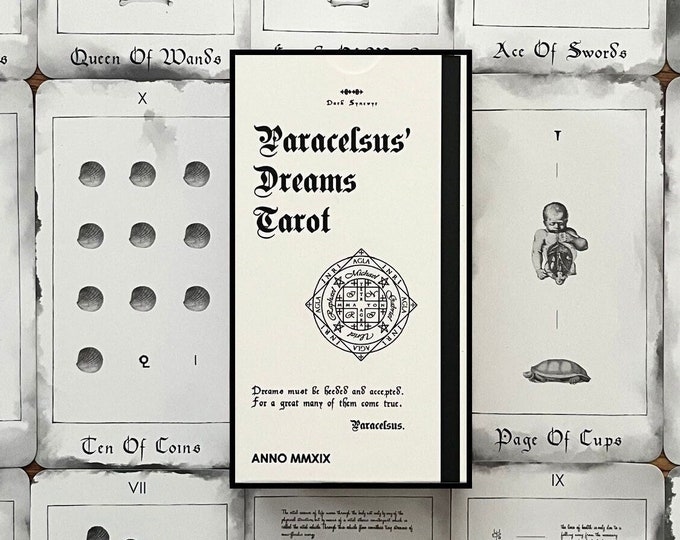 Paracelus Dreams Tarot Card Deck in White, Rider Waite Tarot with Guidebook Beginner. Indie Occult Divination Cards, Taxicology Oddity Gift