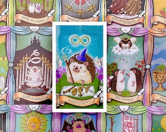 Hedgehog Tarot Card Deck, Oracle Divination Tool Occult Cards, Rider Waite Tarot  For Beginner With Guidebook. Unique Cute Witch Card