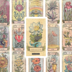 Botanica Tarot Card Deck Oracle Divination Tool, Occult Beginner Rider Waite Tarot With Guidebook. Vintage Indie Art, Botanical Lover Card