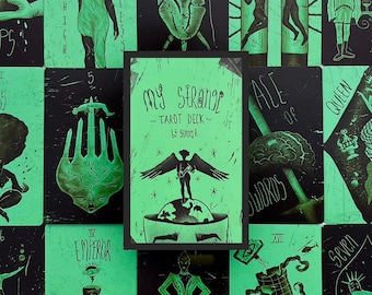 Il mio strano mazzo di carte dei tarocchi, stranezze insolite strumento di divinazione occulta indipendente. Tarocchi Alien Rider Waite con guida per principianti, carta Oracle