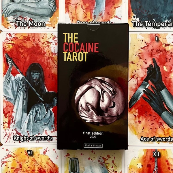 Cocaine Tarot Card Deck Oracle Divination Tool Occult Beginner Rider Waite Tarot With Guidebook Indie Sadomasochism Art SLIGHTLY DAMAGED BOX