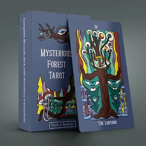 Mysterious Forest Tarot Card deck is a Psychedelic Experience Occult Tool with Mushrooms and Trippy Imagery