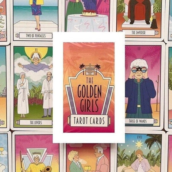 The Golden Girls Tarot Cards Occult Deck, Retro Rider Waite Tarot With Guidebook For Beginners, Pop Culture Cards, Vintage Divination Tool.