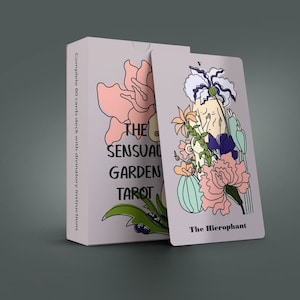 Baralho de Tarô Sensual Garden. Ferramenta de Adivinhação Oracle, Cartas Ocultas Indie Únicas Tarô Rider Waite Iniciante com Guia. Arte de Linha Vintage