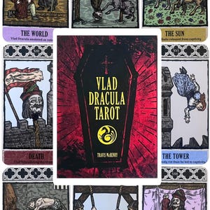 Vlad Dracula Tarot Deck occulte waarzeggerijkaarten, vintage historische kunst, Rider Waite Tarot met gids orakelkaarten, waarzeggerij Tool