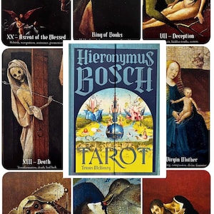 Baralho de Tarô Hieronymus Bosch Cartas de Adivinhação Oculta, Arte Surrealista Vintage, Tarô Rider Waite com Cartas de Oráculo Guia, Ferramenta de Adivinhação