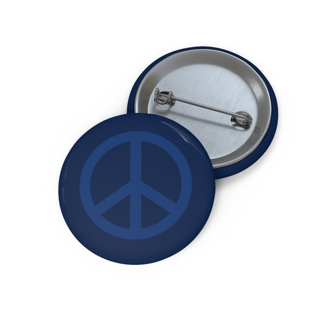 Blue on Blue Peace Sign Pin Button - Etsy