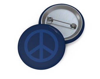 Blue on Blue Peace Sign Pin Button