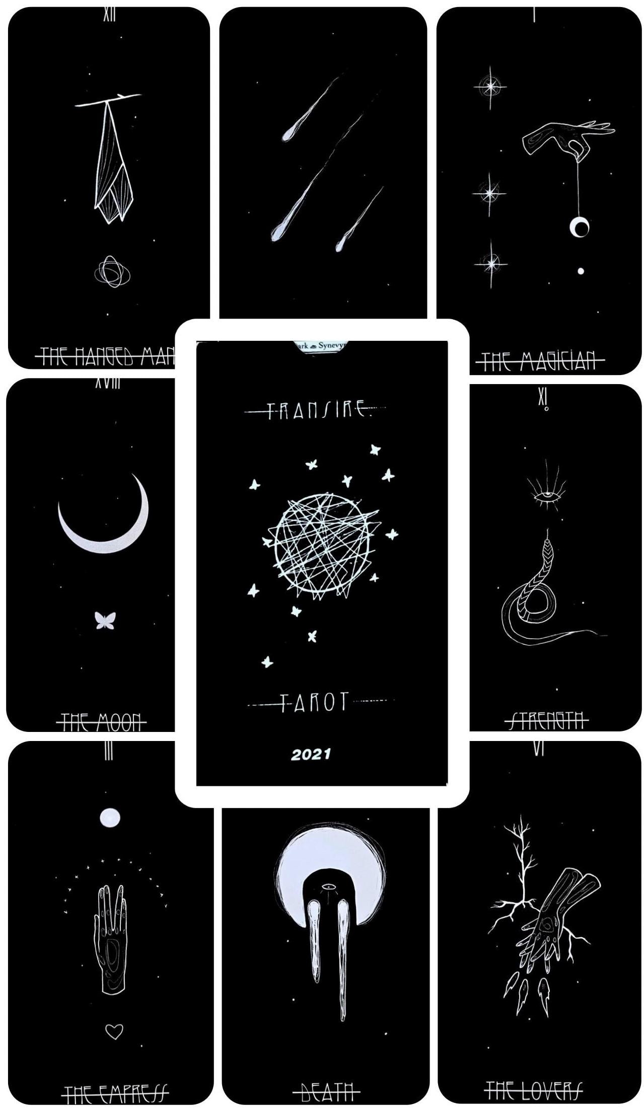 Transire Black &amp; Silver Tarot タロットカード Amazon.com: WJPC Silver Foil Tarot Cards with Guide Book