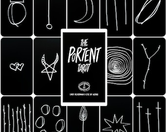 The Portent Tarot Deck, Minimalist Occult Cards Unique Divination Tool, Rider Waite Tarot Deck With Guidebook For Beginners, Simple Art