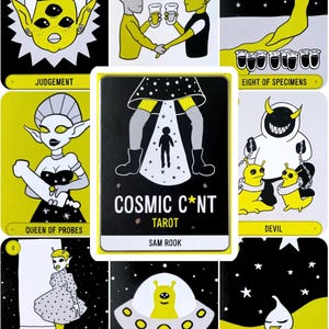 Cosmic C*nt Tarot Deck, Rider Wait Tarot met gids voor beginners, unieke orakelkaarten, occulte grillige waarzeggerij, eigenzinnige indiekunst