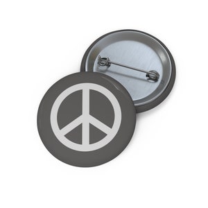 Gray on Gray Peace Sign Pin Button