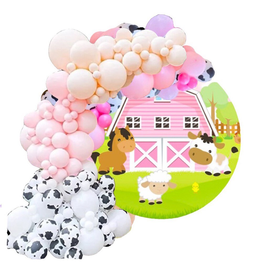Cow print balloon arch for farm theme party arrangement 125 pcs diy
