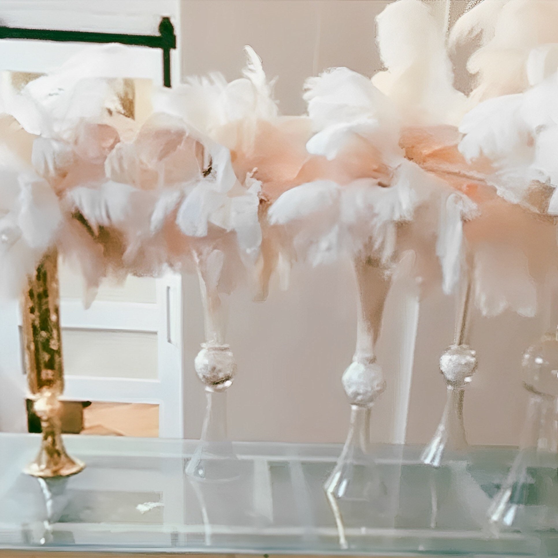 100 White Ostrich Feathers for Wedding Centerpieces 