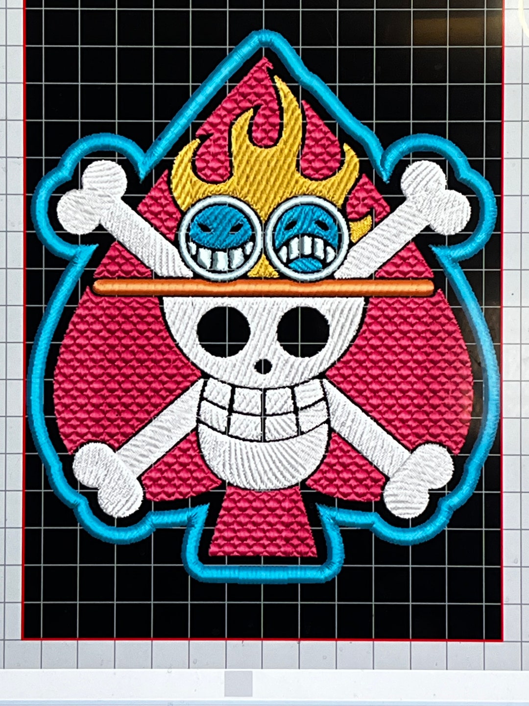 One Piece Ace Jolly Roger Embroidery/ Embossing File Multiple Etsy