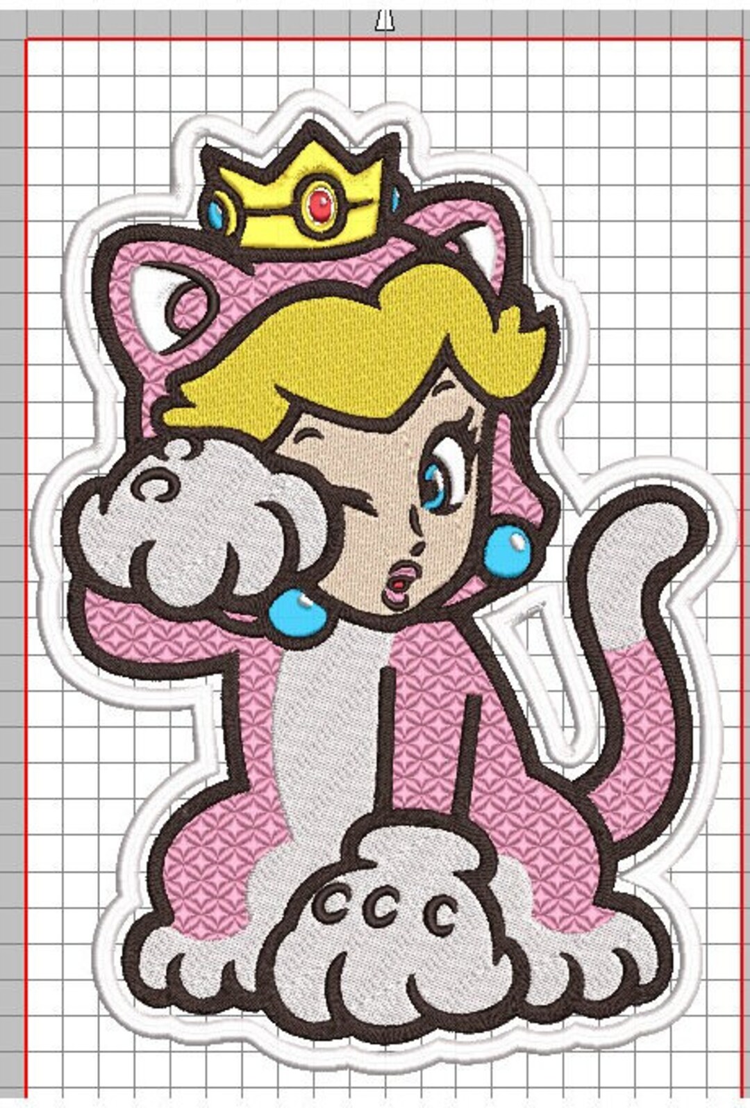 Super Mario Bros. Cat Princess Peach Embroidery/ Embossing - Etsy