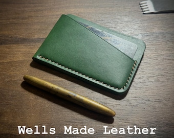 Cartera minimalista para tarjetas – Wickett & Craig Zucchini de piel plena flor / Hecha a mano