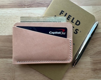 Cartera minimalista para tarjetas - Piel de grano completo / curtida vegetalmente, 100% hecha a mano