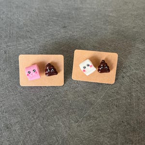 Kleine Ohrstecker aus Kot und Kawaii-Toilettenpapier, Ohrstecker, Damen-Mädchen-Ohrringe, Fimo, handgefertigt