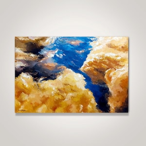 Original Oil Painting | Impasto Textured Colourful Sky Clouds Skyscape | Slumbering Clouds 3 | Art by Sunny Night | Room Décor