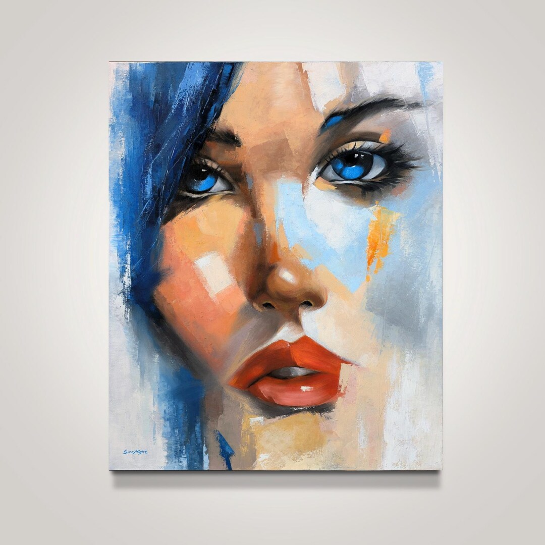 Abstract Woman Portrait Oil Painting on Canvas - Ready to Hang - Etsy