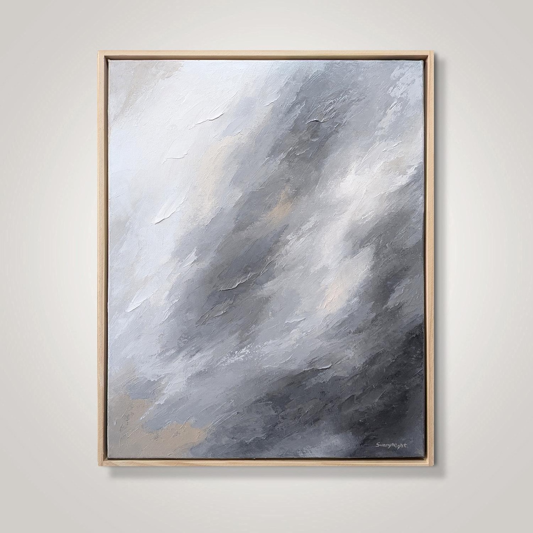 Original Abstract Impasto Oil Painting on Canvas + Pinewood Frame ...