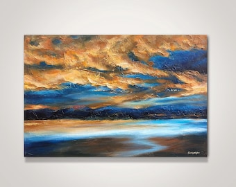 Original Abstract Texture Art: Slumbering Clouds Painting on Canvas