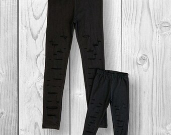 RESTOCKED! Mommy & Mini Black Distressed Leggings