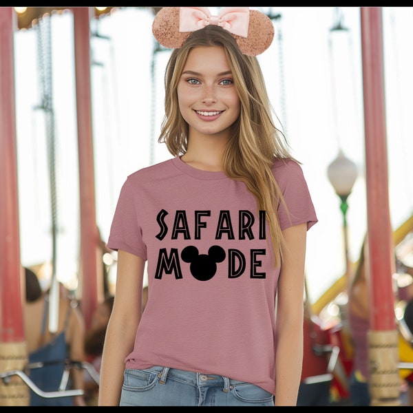 Women's "Safari Mode" Mickey Mouse, Unisex Fit Jersey Short Sleeve Tee, Family Trip